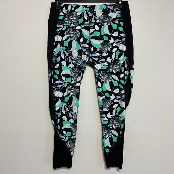 Zelos Black and Floral Exercise Leggings Size Large - Picture 1 of 8
